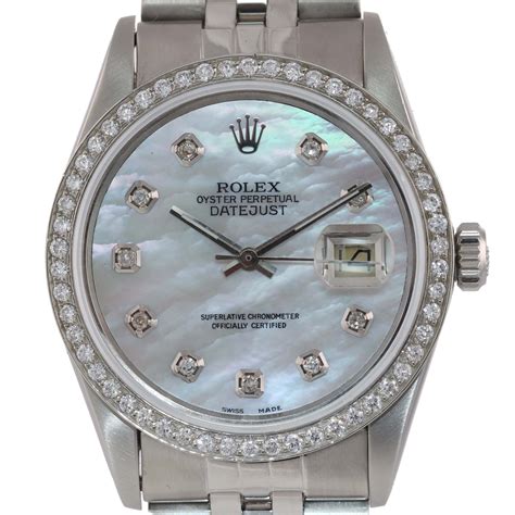 rolex 36mm datejust with diamonds|Rolex 36mm Datejust diamond bezel.